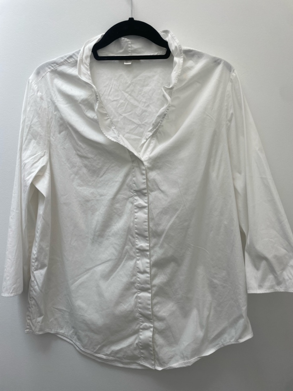 COS White Cotton Ruffle Collar Button Down Shirt